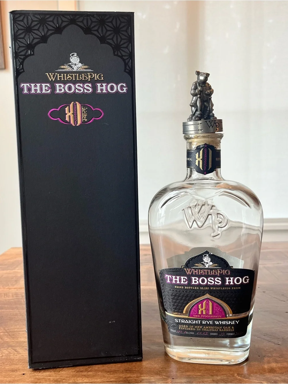 WhistlePig The Boss Hog XI The Juggernaut Rye Whiskey. Bottle, Box and Stopper